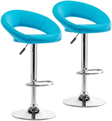 Vogue Furniture Direct Adjustable Bar Stools, Modern Cute PU Leather Swivel Barstools with Hollow Ba | Amazon (US)