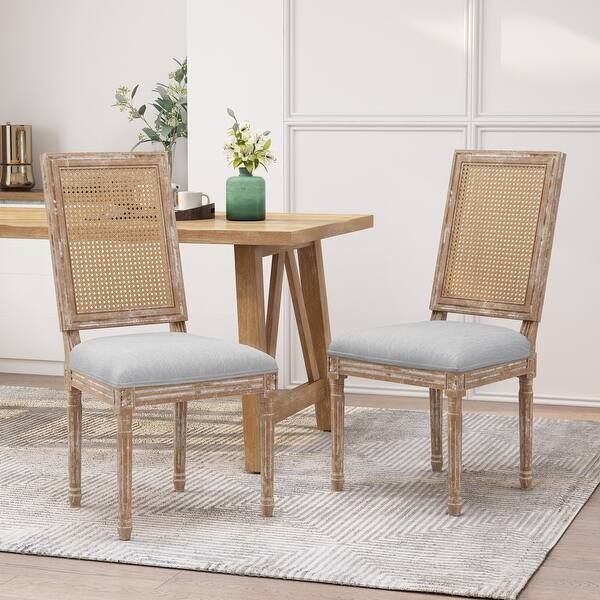 Regina French Country Wood and Cane Upholstered Dining Chair (Set of 2) by Christopher Knight Hom... | Bed Bath & Beyond