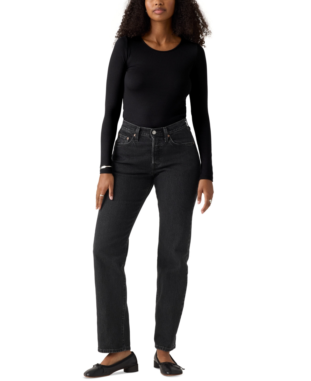 Levi's Women's 501 Curve High-Rise Straight-Leg Jeans - Memories Of You | Macy's