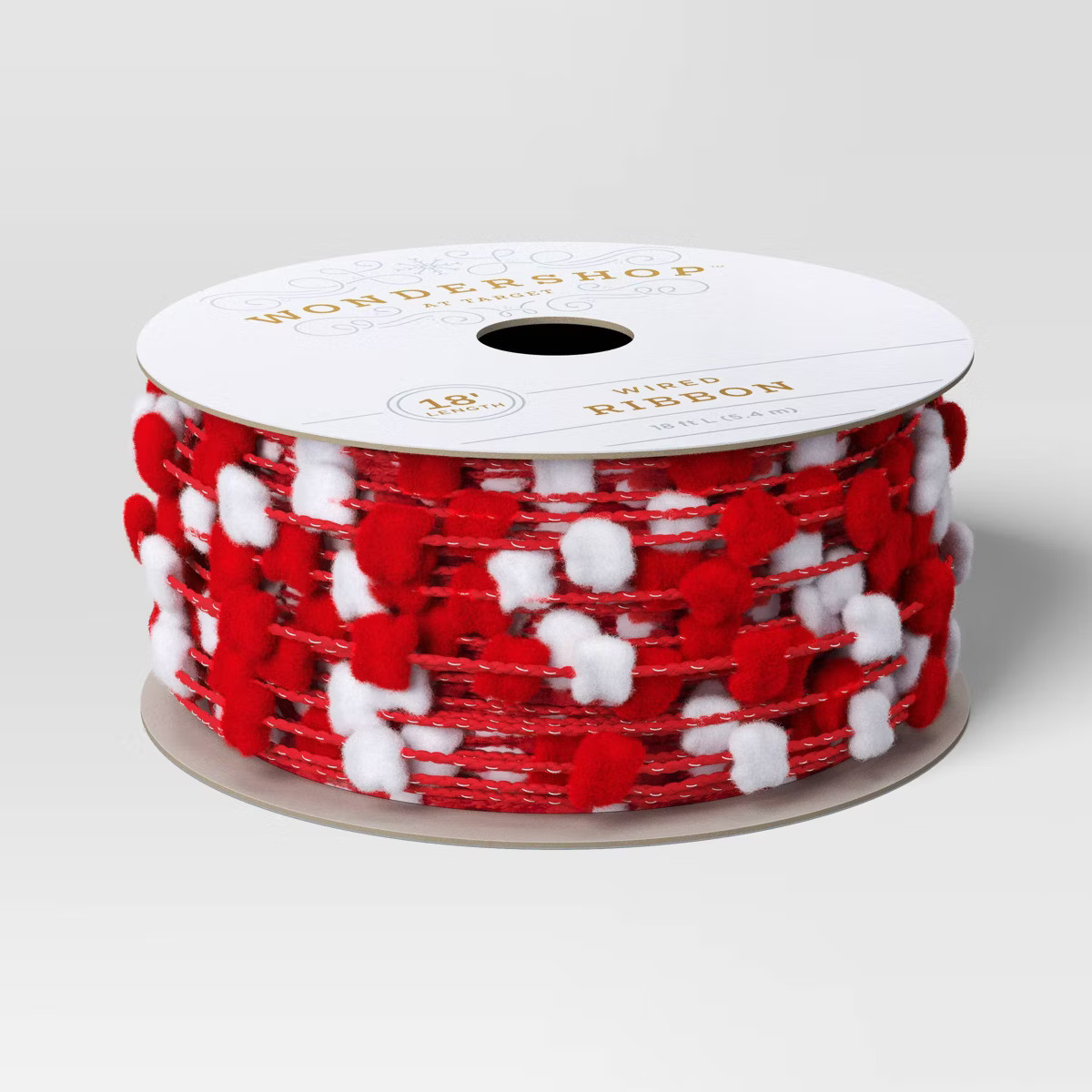 18' Christmas Pompom Ribbon Red/White - Wondershop™ | Target