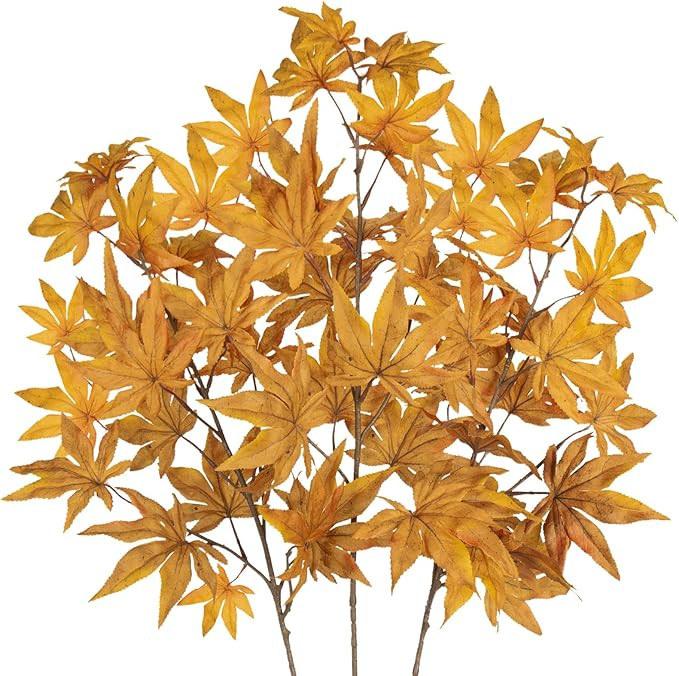DILATATA 30 inch Artificial Maple Leaves Branch Fake Maple Shrubs Faux Fall Branches for Home Flo... | Amazon (US)