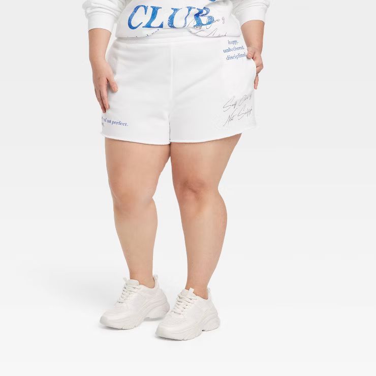 Women's Self Love Club Graphic Shorts - White | Target