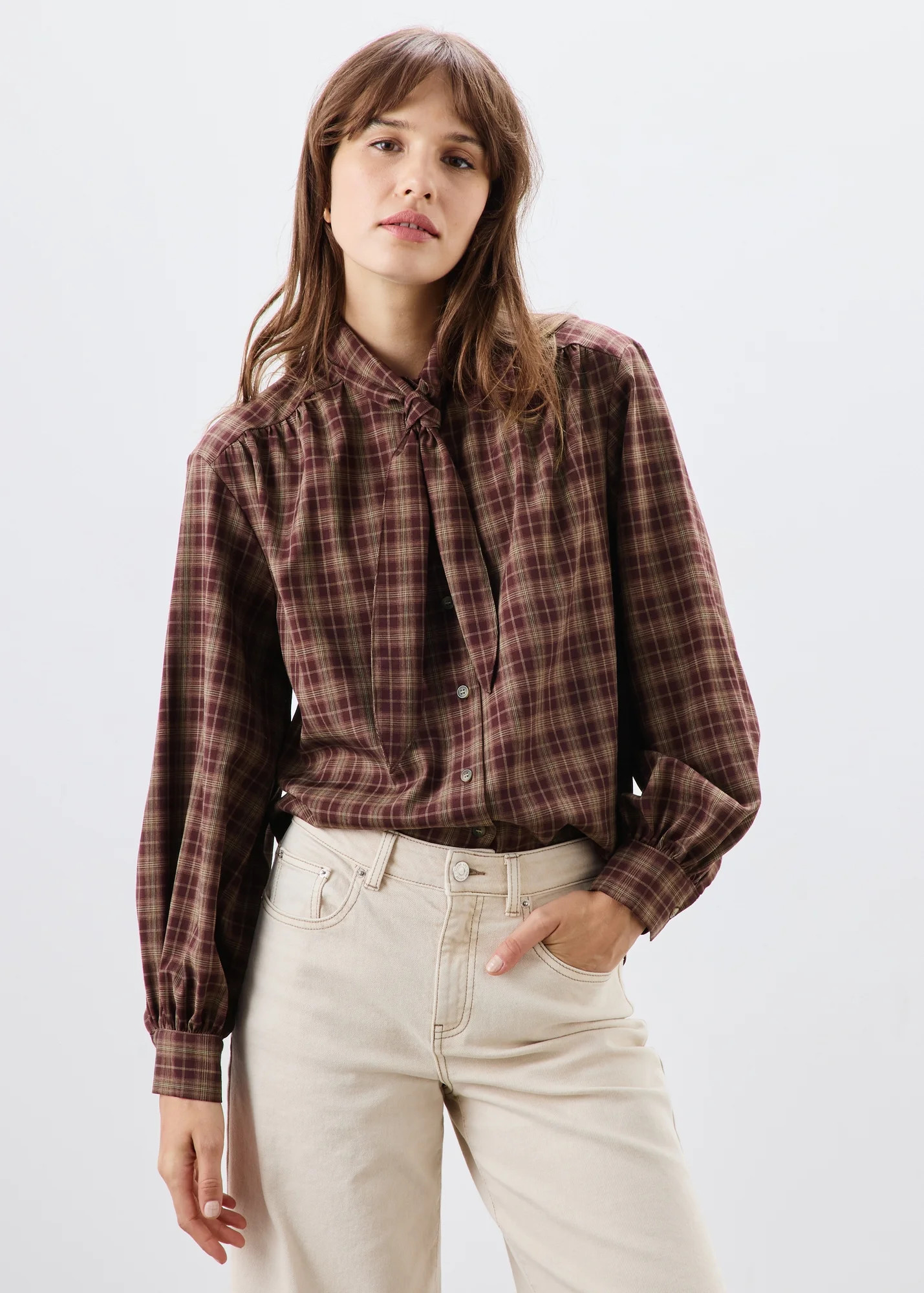 Red Checked Neck Detail Shirt | Matalan (UK)