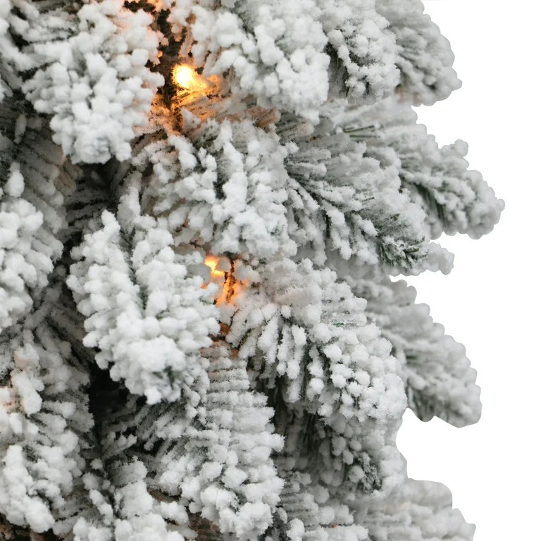 Pre-Lit 5' Flocked Pencil Alpine Artificial Christmas Tree with 70 Lights, Green - Walmart.com | Walmart (US)