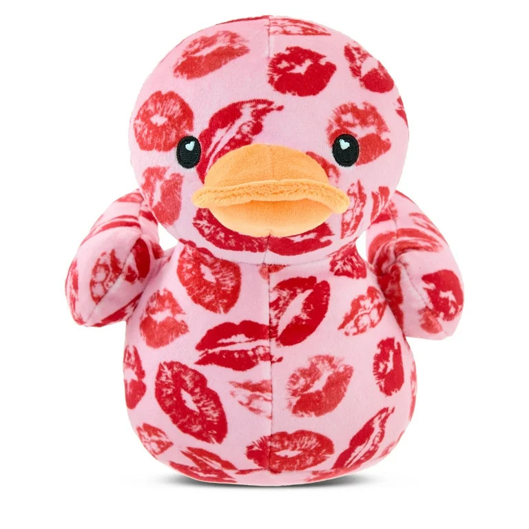 Small Duck Plush with Kiss Print, Pink and Red, 7", Valentine's Day by Way To Celebrate | Walmart (US)