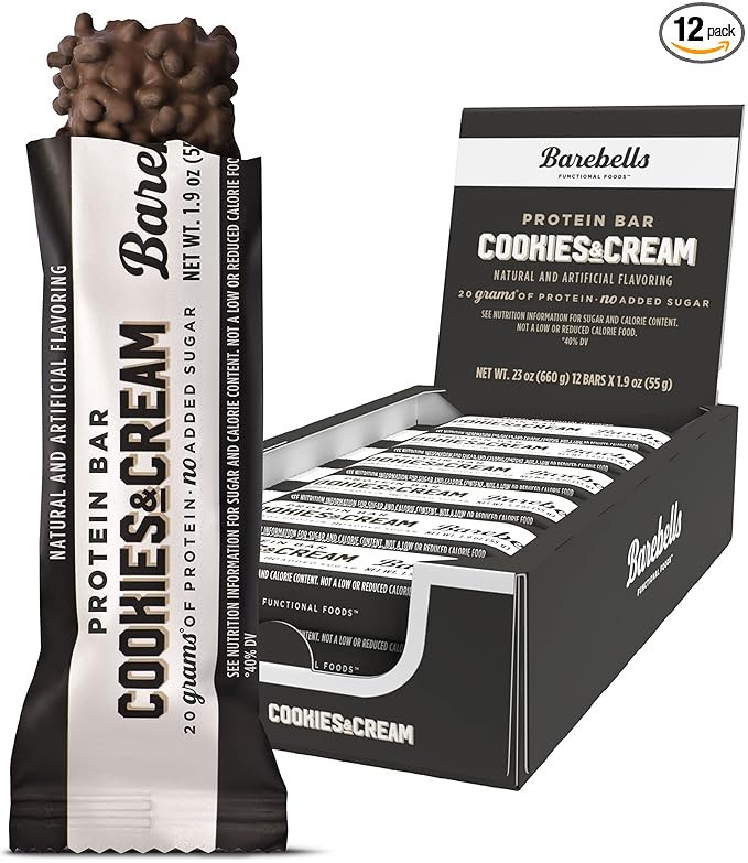 Barebells Protein Bars Cookies & Cream - 12 Count, 1.9oz Bars - Protein Snacks with 20g of High P... | Amazon (US)