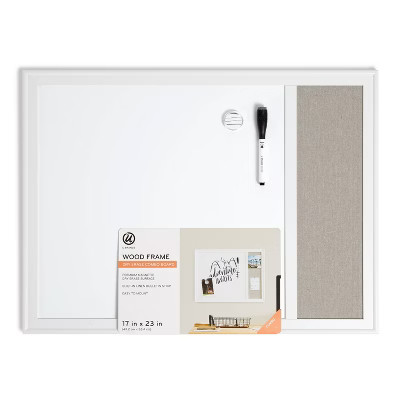 U Brands 17''x 23'' Minimal Deco Frame Combination Board Gray Linen/White | Target