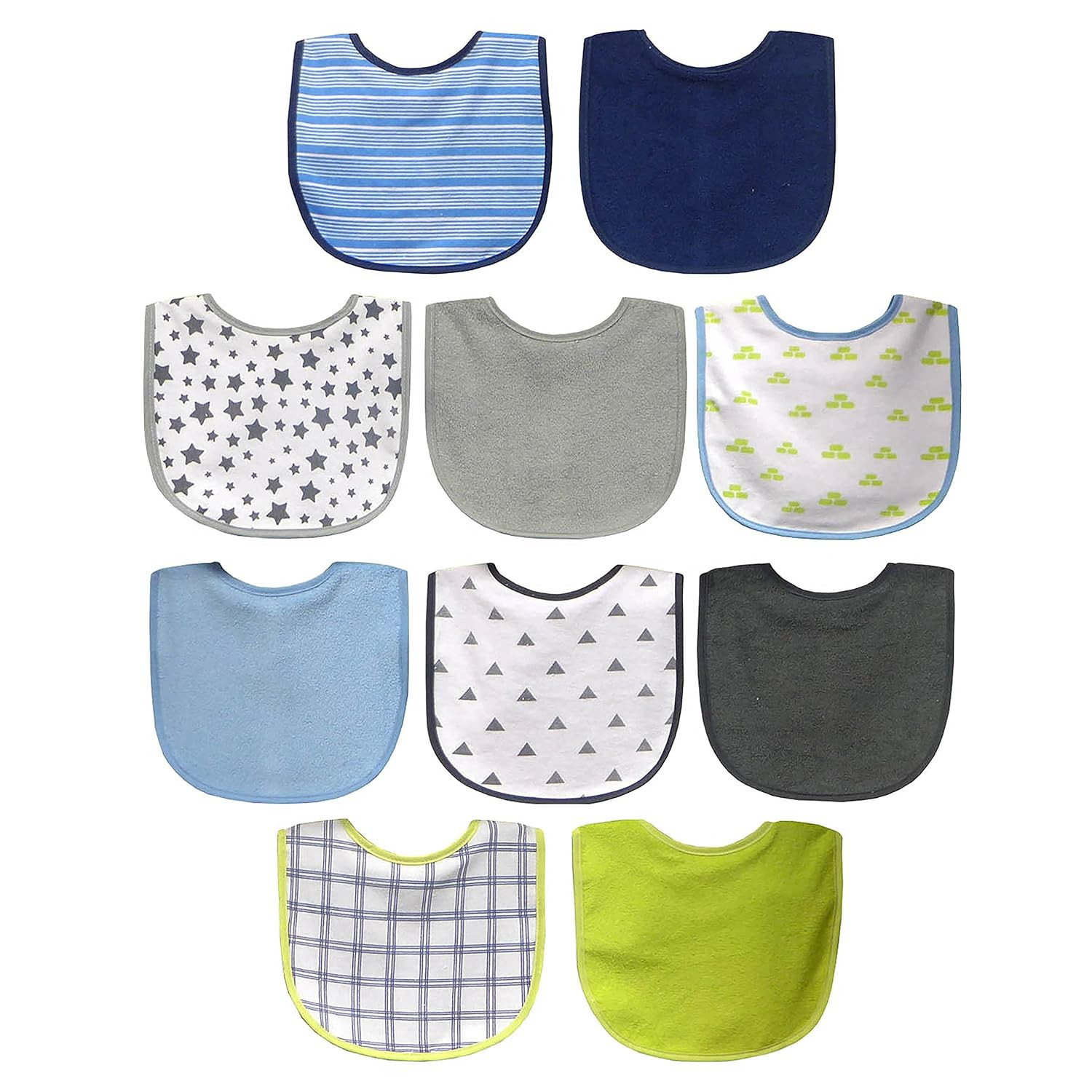 Neat Solutions 10 Pack Water Resistant Bib Set Blue/Grey Assorted | Amazon (US)