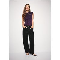Stradivarius Flocked stand collar T-shirt  Purple M | Stradivarius (UK)