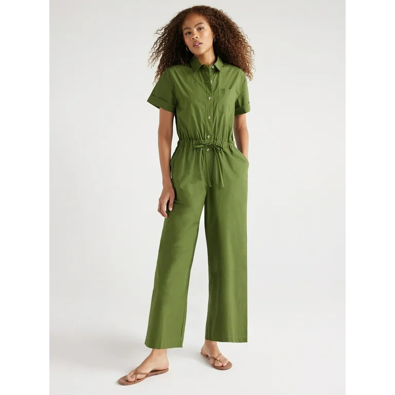 Free Assembly Women’s Wide Leg Utility Jumpsuit, 25 1/4” Inseam, Sizes XS-XXL | Walmart (US)