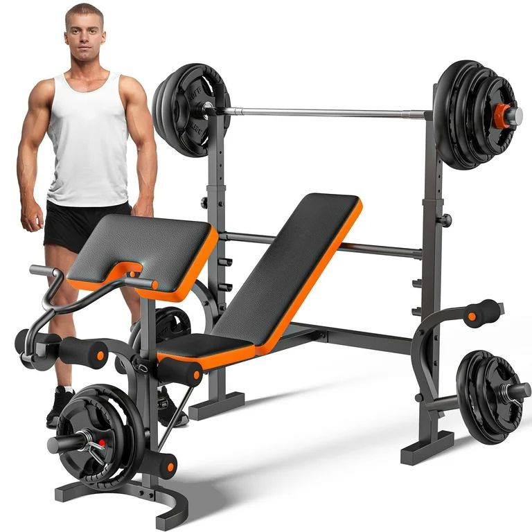 GIKPAL 660lb 6-in-1 Adjustable Weight Bench with Multi-Purpose Workout Bench Set With Barbel Rack... | Walmart (US)