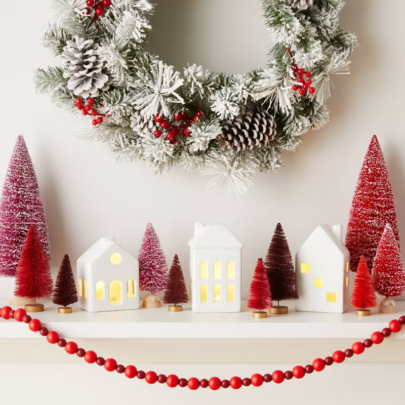 2pc 6" Decorative Sisal Bottle Brush Tree Set Red/Burgundy - Wondershop™ | Target