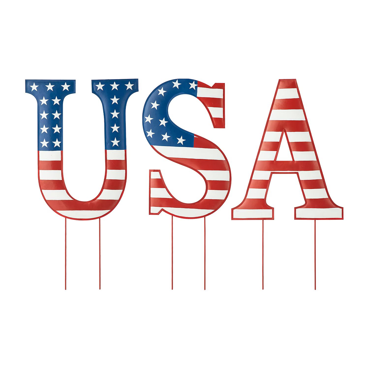 Glitzhome 45"L Set Of 3 Patriotic USA Yard Stake | JCPenney