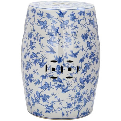 Blue Birds Garden Stool - ACS4514 - Indoor/Outdoor - Blue/White - Safavieh | Target