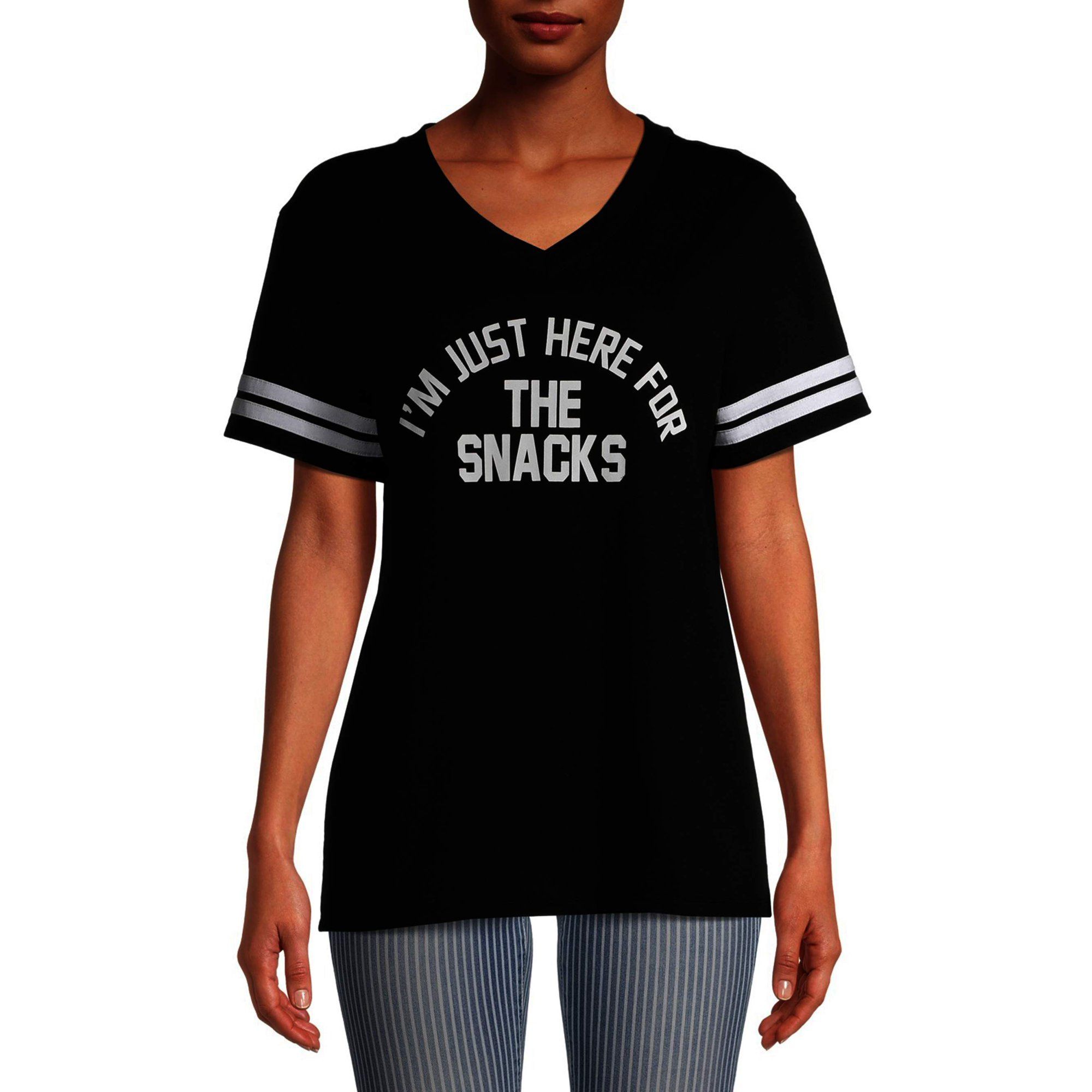 No Boundaries Juniors' Varsity Stripe Football T-Shirt | Walmart (US)