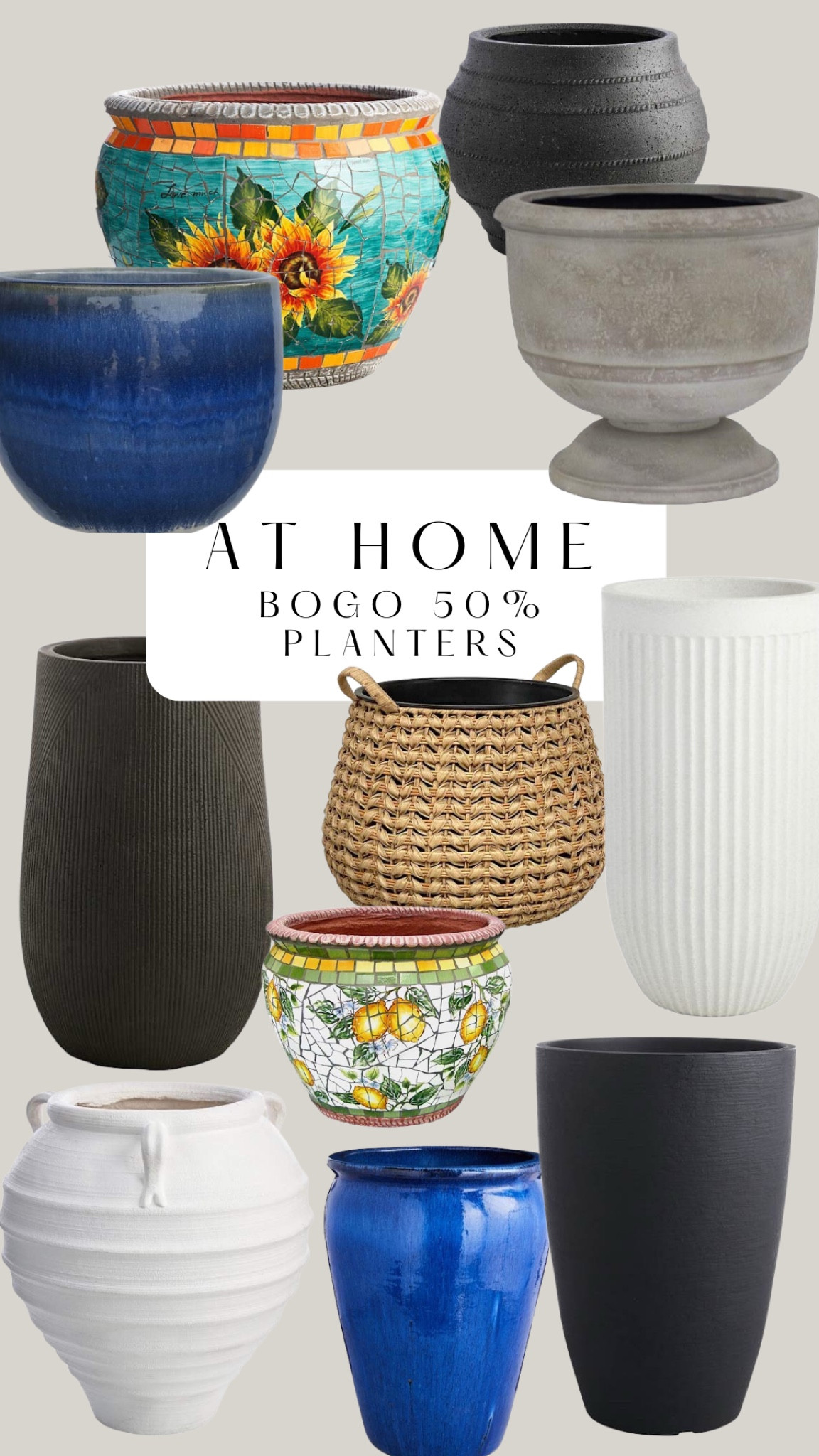 
At Home’s current Buy One, Get One 50% Off (BOGO 50%) sale on pots and planters is a fantastic opportunity to revamp your outdoor space just in time for the sunny months ahead… a wide array of sizes, styles, and colors, there’s something to suit every aesthetic & planting need. 🫶🏼

#LTKSaleAlert #LTKSeasonal #LTKHome