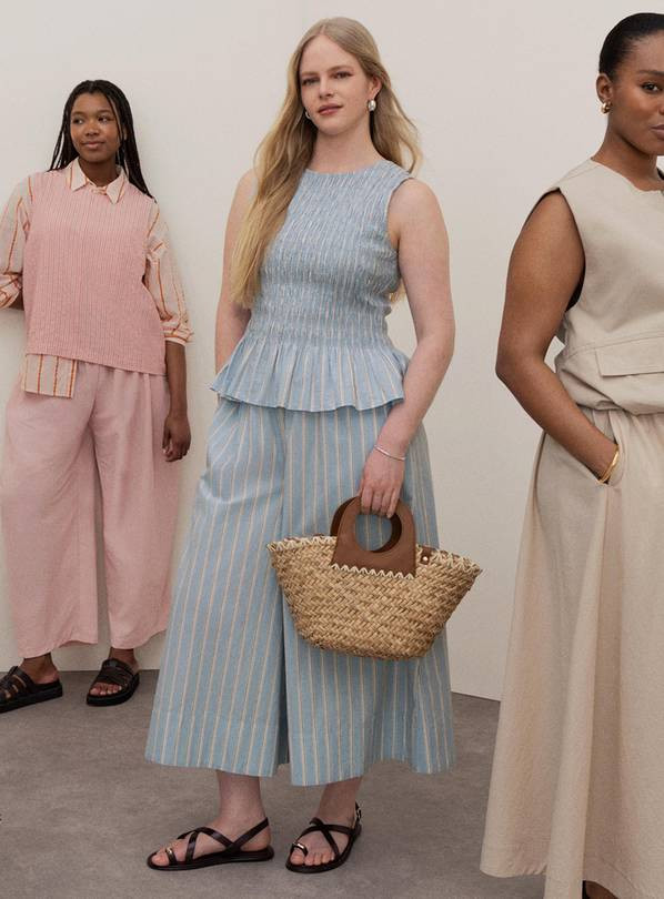 Blue Stripe Poplin Palazzo Trousers 12 | Tu Clothing