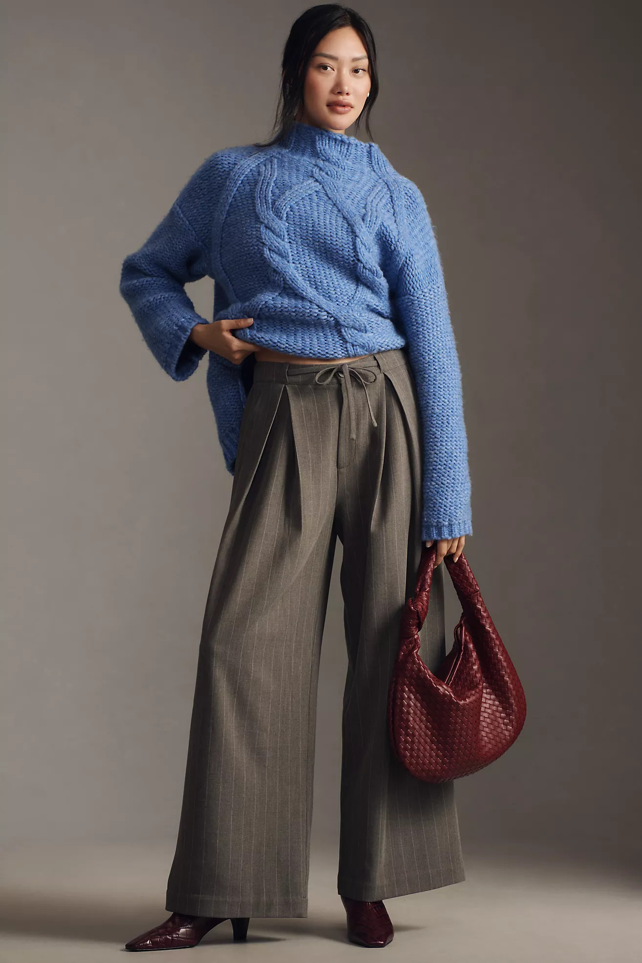 By Anthropologie High-Rise Pinstripe Tie-Waist Wide-Leg Trousers | Anthropologie (US)