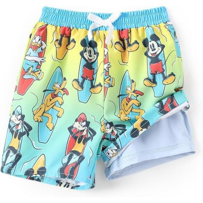 Disney Mickey Mouse & Friends Kids Compression Liner Quick-Dry Swim Trunk Swim Shorts Mickey Green 4T-5T | Target