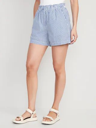 High-Waisted Striped Pull-On Shorts for Women -- 5-inch inseam | Old Navy (US)
