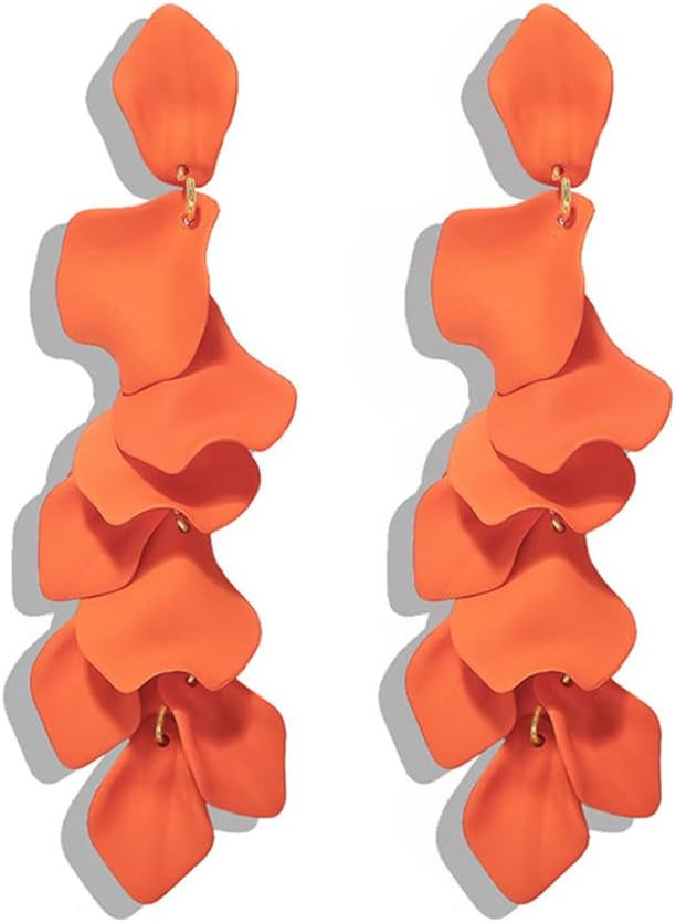 Long Hanging Acrylic Flower Petals Tassel Dangle Earring, Simple Floral Tassel Drop Earrings for ... | Amazon (US)