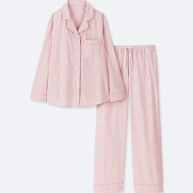 UNIQLO Women's Cotton Long-sleeve Pajamas, Pink, XS | UNIQLO (US)