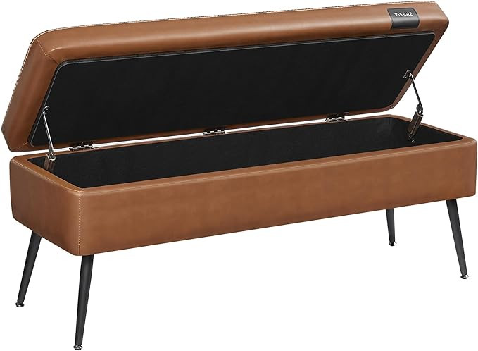 VASAGLE EKHO Collection - Storage Ottoman Bench, Entryway Bedroom Bench, 15 Gallons, Synthetic Le... | Amazon (US)