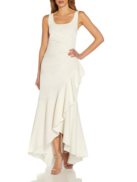 Luna Womens Crepe Ruffled Evening Dress | Shop Premium Outlets