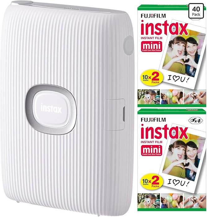 Fujifilm Instax Mini Link Smartphone Printer (Ash White) + Fuji Instax Mini Film (40 Sheets) - In... | Amazon (US)