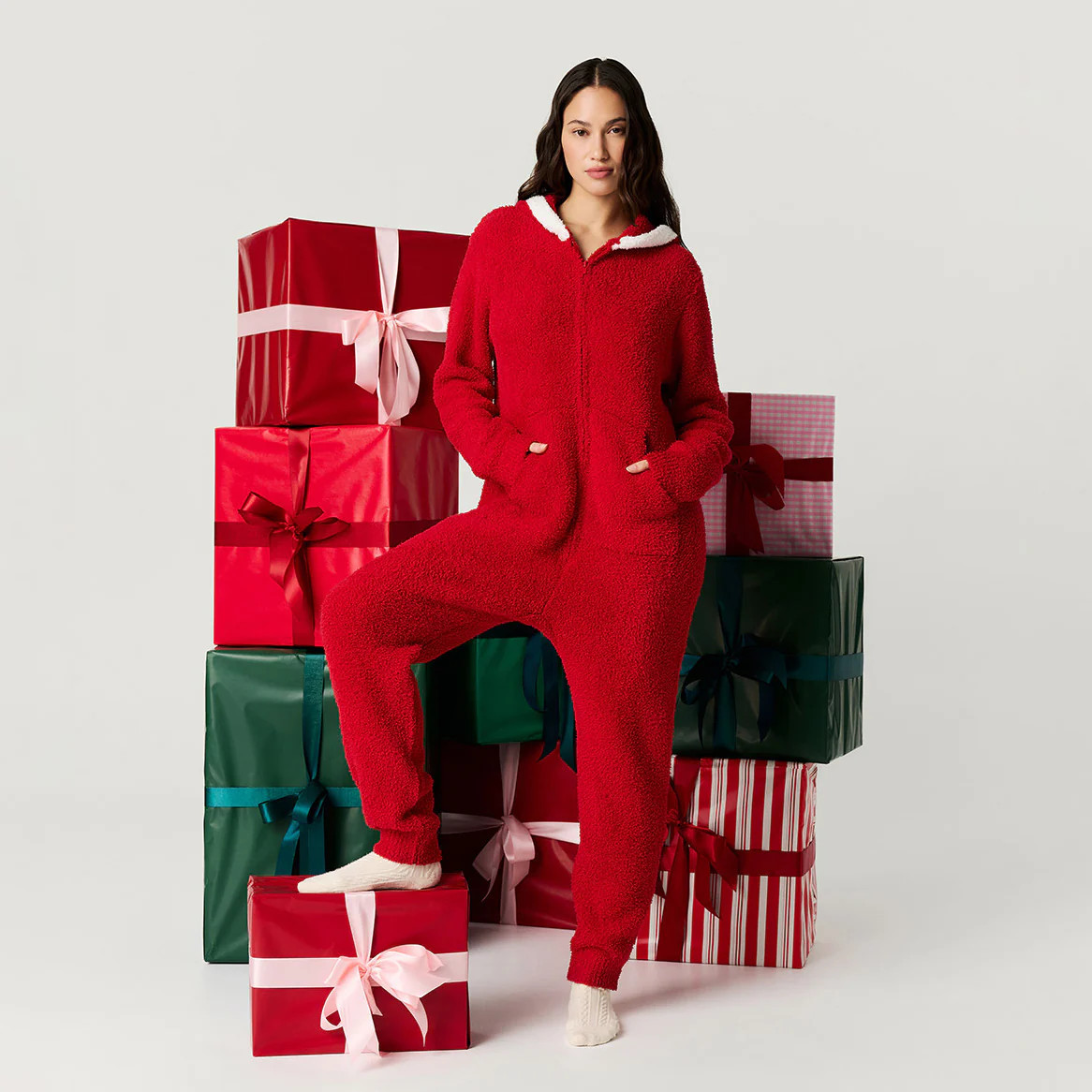 Posh Santa Claus Unisex Adult Cuddle Jumpsuit | Posh Peanut