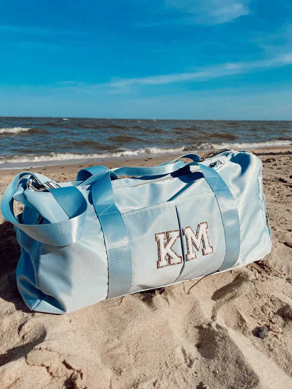 Weekender Gym Bag in Baby Blue Customized With Varsity Letters | Etsy | Etsy (US)