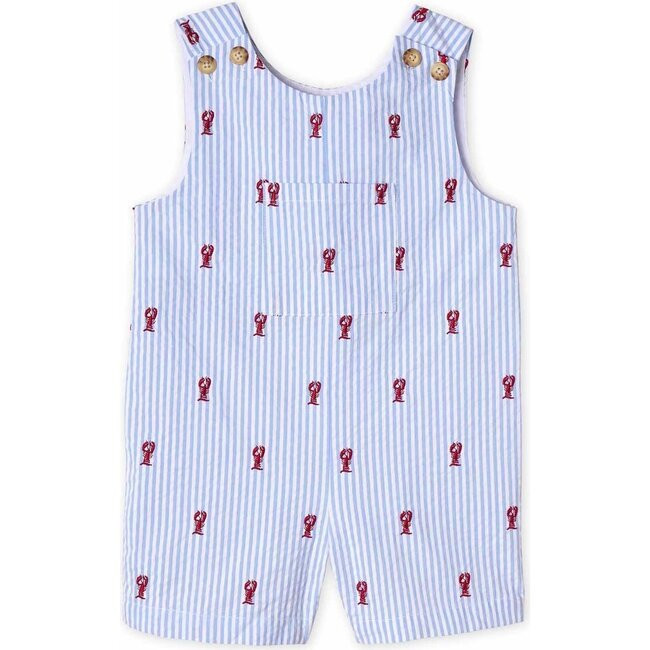 James Shortall Lobsters Embroidery, Lobsters on Vista Blue Seersucker | Maisonette