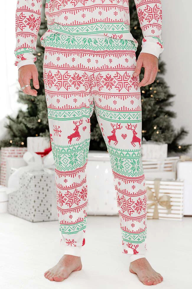 Sleigh All Day Men Red and Green Fair Isle Pajama Pant | Pink Lily