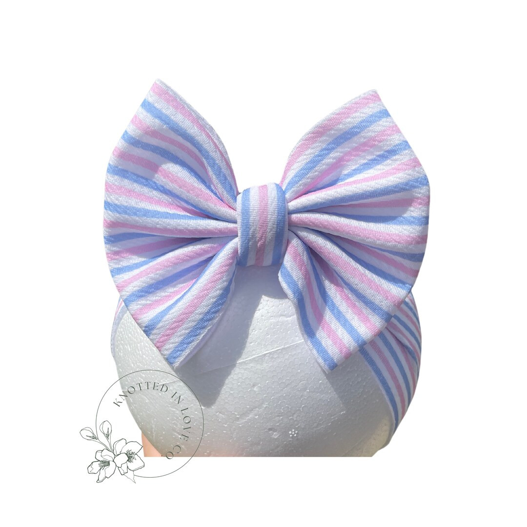 Newborn Striped Hospital Headband Bow - Etsy | Etsy (US)