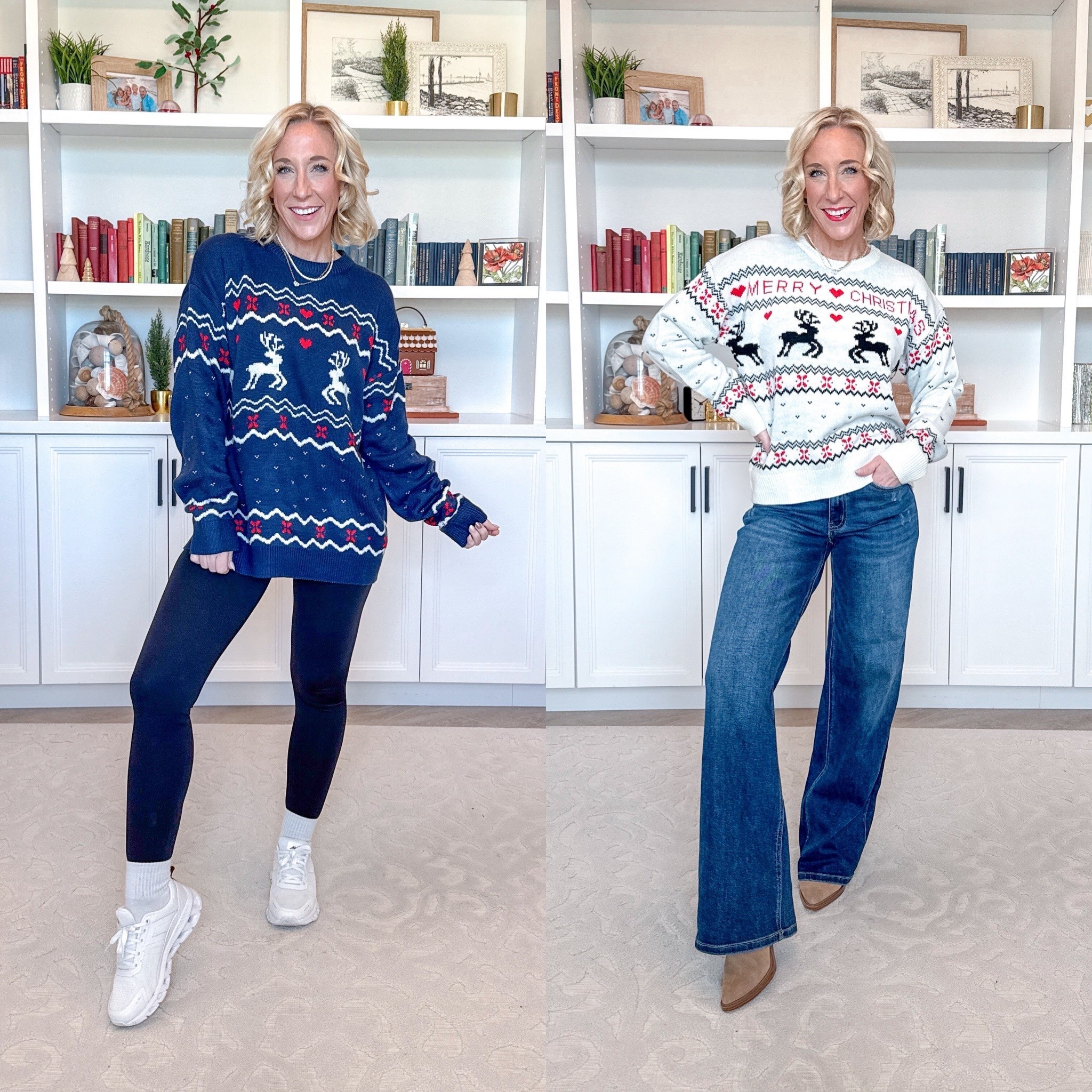 * Fair Isle Oversized Pullover Sweater - size small. * Black Leggings - size small. * Sneakers - tts.

* Fair Isle Sweater, size small. * Mid-rise jeans - size 26.

#LTKOver40#LTKHoliday#LTKFindsUnder50 

 

#LTKHoliday #LTKSeasonal #LTKFindsUnder50