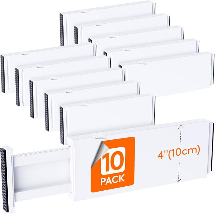 Lifewit 10 Pack 4" High Drawer Dividers 28-43.5cm/11-17" Adjustable Drawer Organizer for Clothes/... | Amazon (US)
