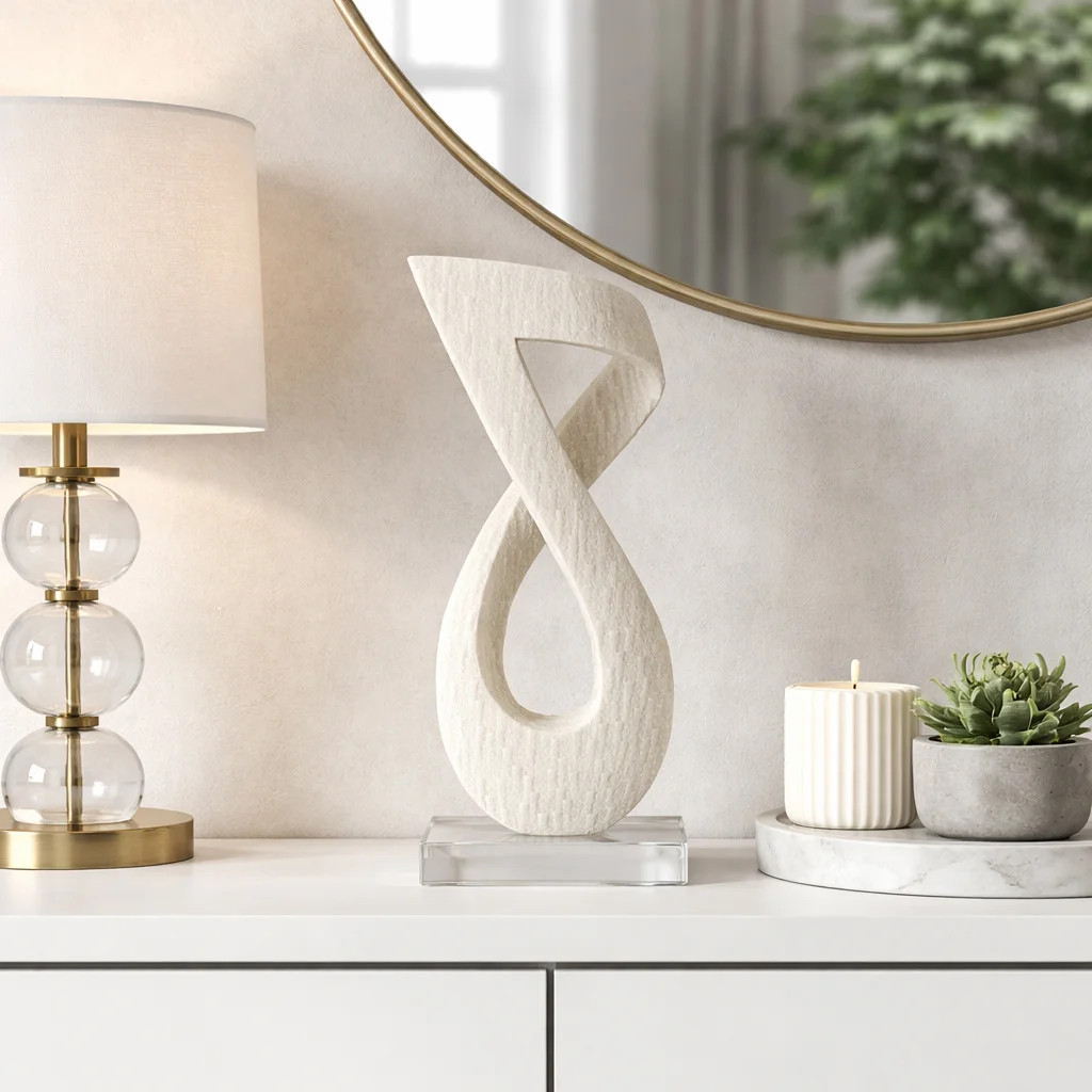 Modern Resin Quartz Twist Statue with Glass Base - 19" White | Wayfair North America