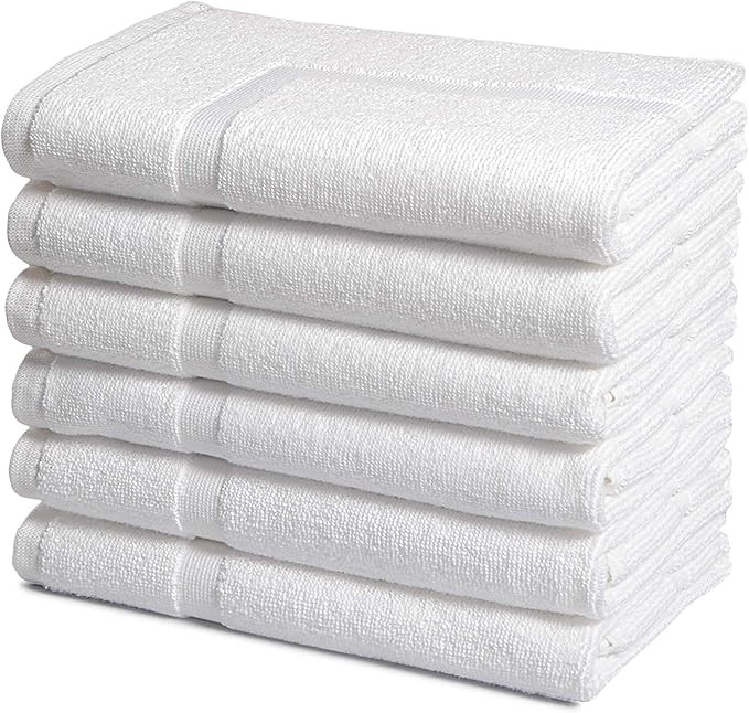 Amazon Basics Premium 100% Cotton Absorbent, Soft Bath Towel Mat Set, Machine Washable, Pack of 6... | Amazon (US)
