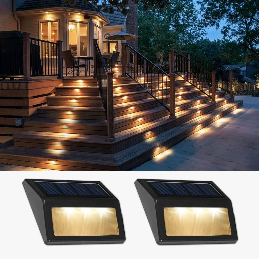 Solar Lights Outdoor, Waterproof Solar Powered Deck Step Lights for Patio Garden Backyard Garage ... | Amazon (US)