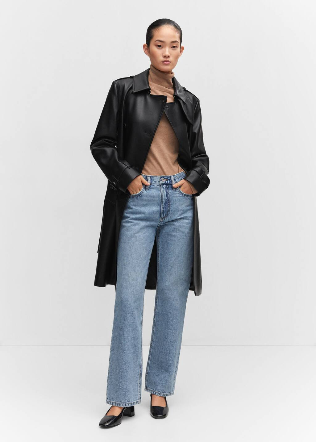 Leather-effect trench coat -  Women | Mango USA | MANGO (US)