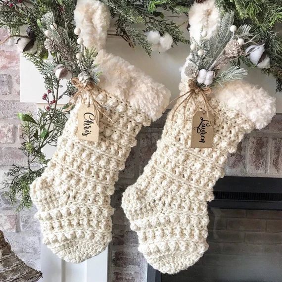 Luxury Crocheted Christmas Stocking  Rustic Christmas Decor  | Etsy | Etsy (US)