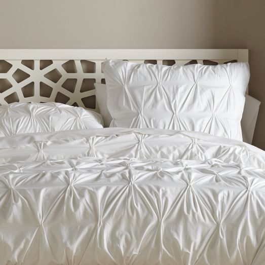 Organic Pintuck Duvet Cover, Twin, White | West Elm (US)