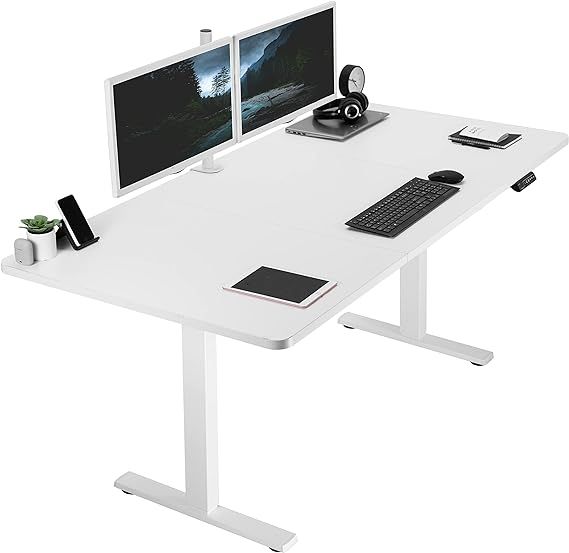 VIVO Electric Height Adjustable 71 x 36 inch Memory Stand Up Desk, Extra Deep White Table Top, Wh... | Amazon (US)