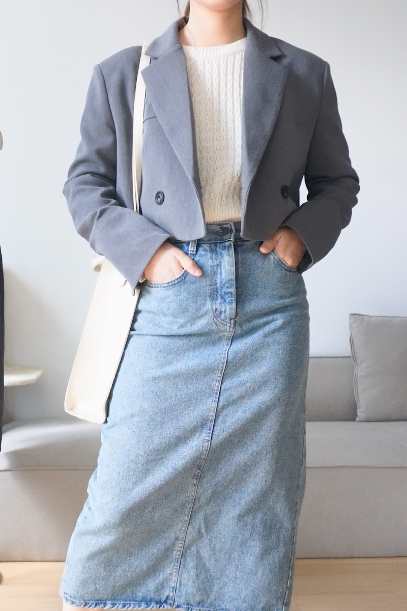  Easy chic, denim midi skirt, outfit idea

#LTKworkwear #LTKstyletip #LTKunder50