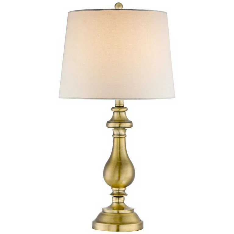 Regency Hill Traditional Table Lamp 26" High Antique Brass Candlestick White Fabric Drum Shade fo... | Walmart (US)