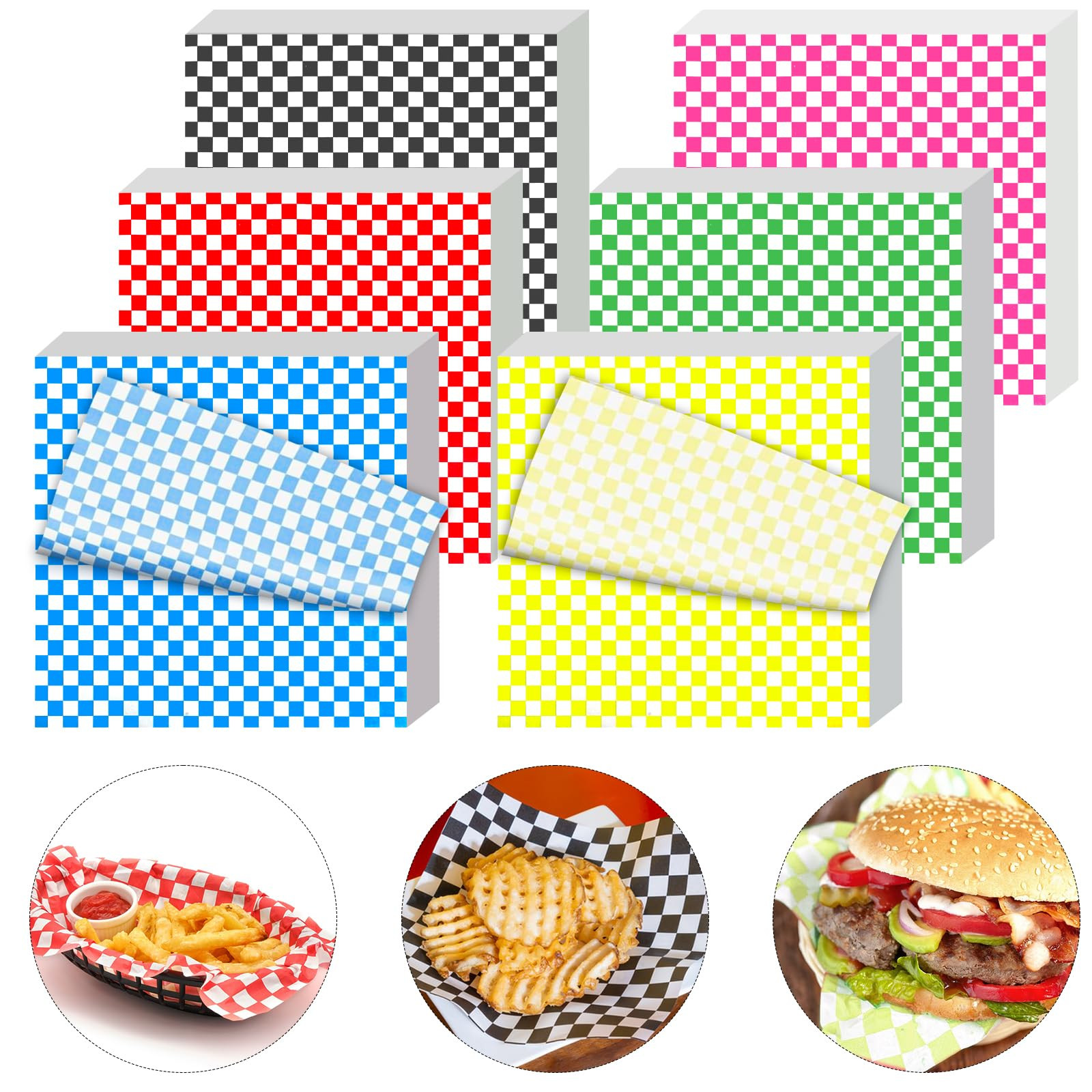 120Pcs Wax Paper Sheets for Food, 12x12 In Variety Pack Checkered Food Basket Liners, Grease Resi... | Amazon (US)