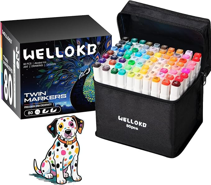 Alcohol Markers Set, 80 colors Alcohol Based Dual Tip, Broad and Fine Tip for Adult Coloring Book... | Amazon (US)