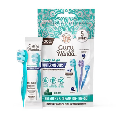 GuruNanda Butter on Gums Pre-Pasted Toothbrushes - 5ct | Target