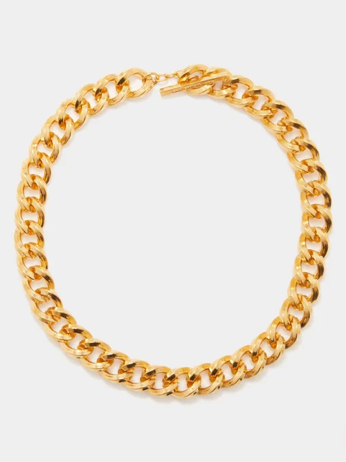 Saint Laurent - Curb-chain Choker Necklace - Womens - Yellow Gold | Matches (UK)