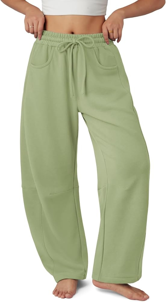 ATHMILE Barrel Sweatpants Women Fall Fashion Wide Leg Pants 2026 Baggy Lounge Comfy Flowy Sweat P... | Amazon (US)